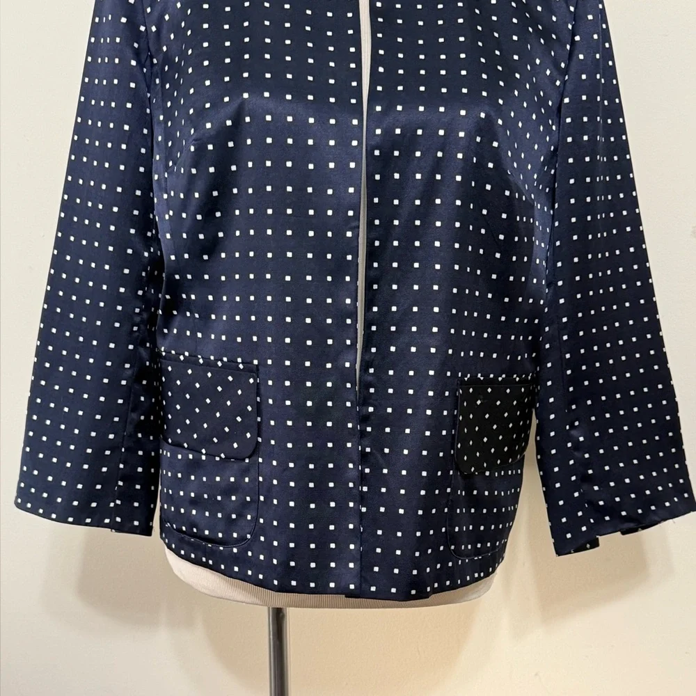 Pendleton Silk Blend Jacket Go Graphic Blazer Lightweight Pocket Navy Size 12